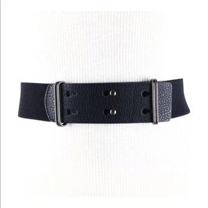 BCBG WAIST BELT BLACK WIDE FAUX LEATHER FRONT